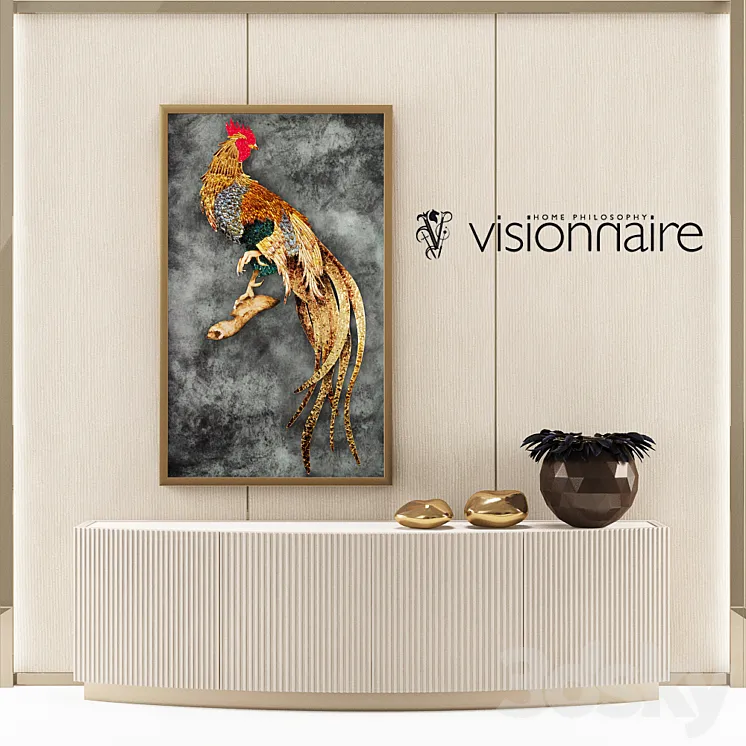 Visionnaire arts set – Rooster and Augustus curved cabinet 3DS Max