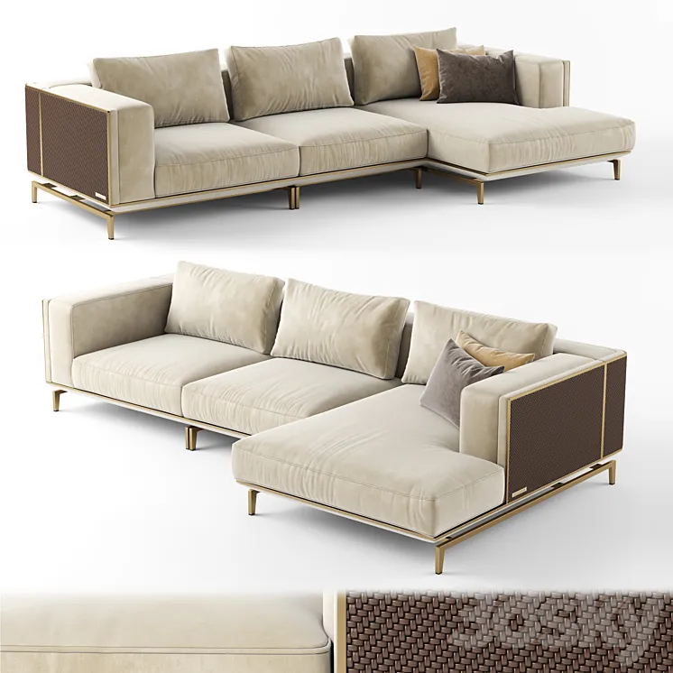 Visionnaire  Backstage sofa with chaise longue 3DS Max