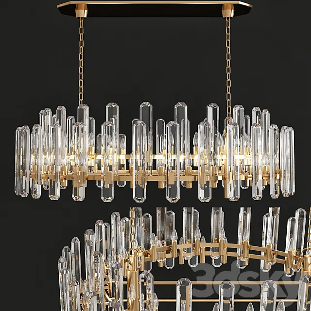 Visual Comfort ARN 5127HAB-CG AERIN Modern Bonnington Large Linear Chandelier 3ds Max