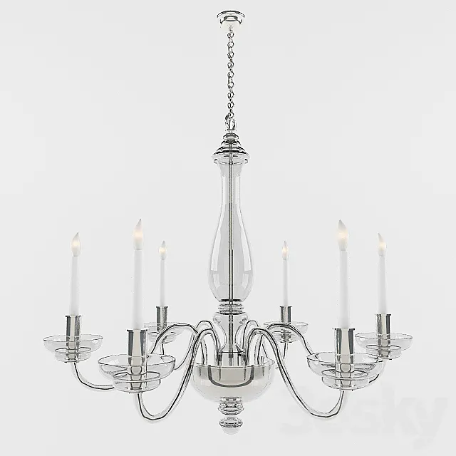 Visual Comfort EF Chapman King George 6 Light Chandelier in Crystal with Polished Silver CHC1142CG 3DSMax File