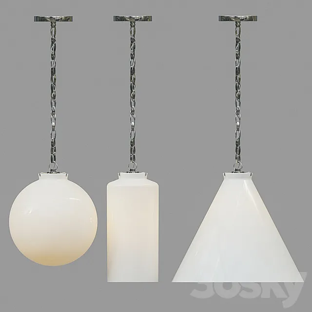 Visual Comfort Nickel Pendant set 3ds Max