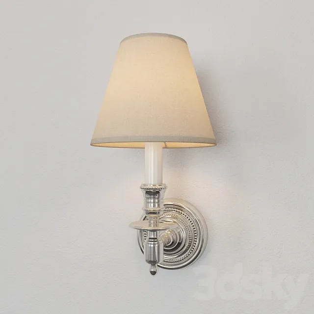 Visual Comfort Studio Single French Sconce in Polished Nickel with Tissue Shade S2110PN-T 3DS Max Model