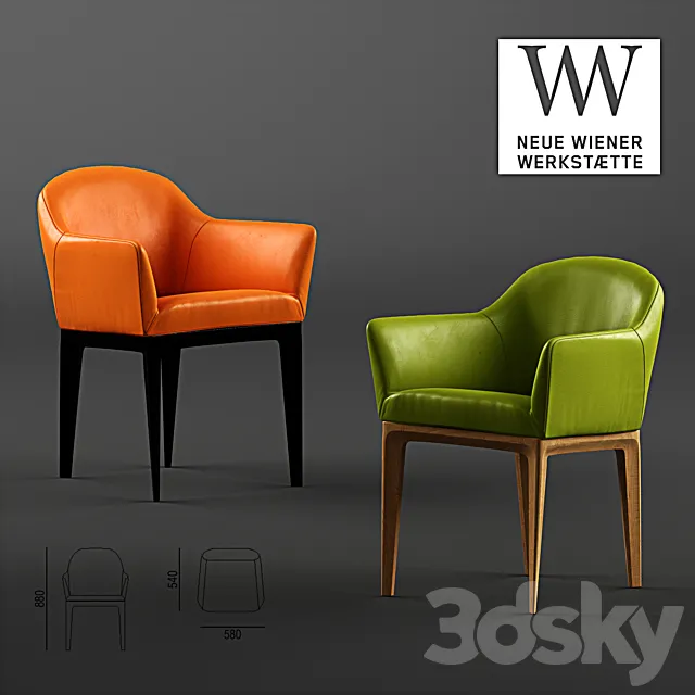 Vitoria Chair with armrests by Neue Wiener Werkstatte 3ds Max