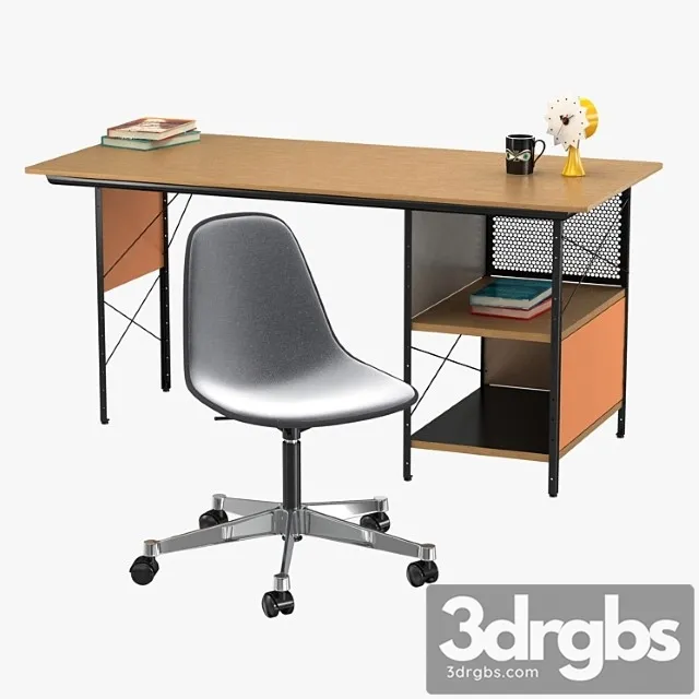 Vitra eames plastic chair and edu desk unit 2 3dsmax Download