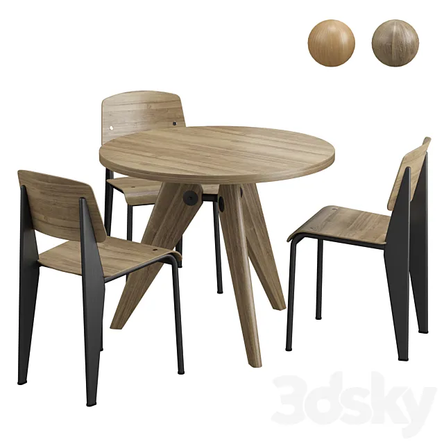 Vitra Gueridon Table & Vitra Standard Chair 3DSMax File