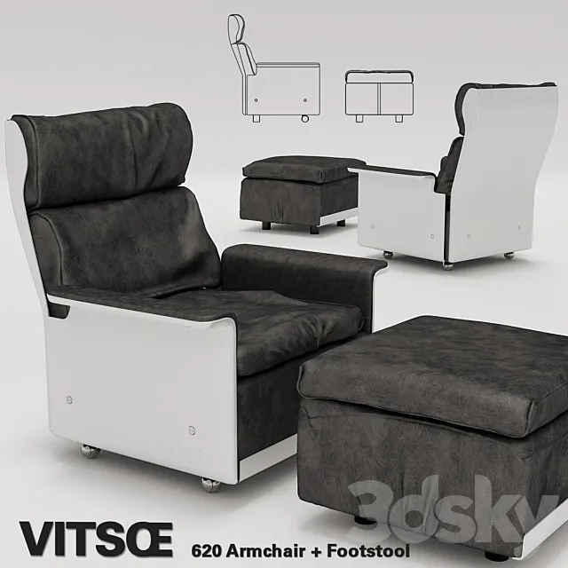 Vitsoe 620 Armchair + Footstool 3DSMax File