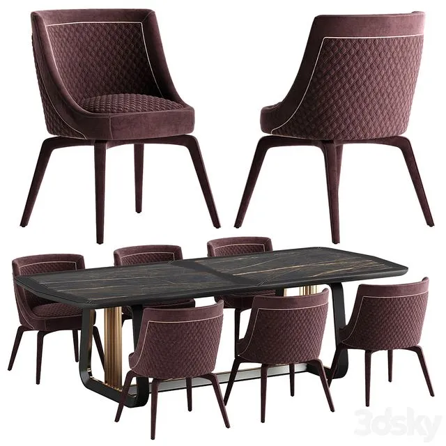Vittoria Frigerio Perla chair Arquis table set 3dsMax Model