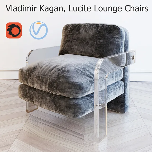 Vladimir Kagan. Lucite Lounge Chairs 3DSMax File