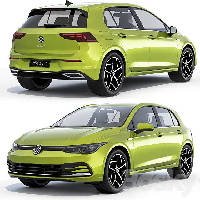 Volkswagen Golf VIII 2019 3dsMax Model