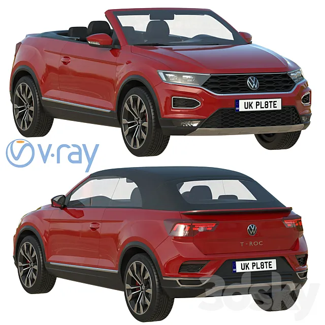 Volkswagen T-Roc Cabriolet 3DS Max Model