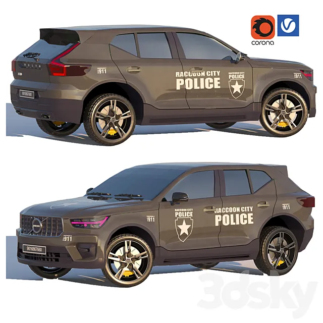 VOLVO-XC40-police car 3dsMax Model