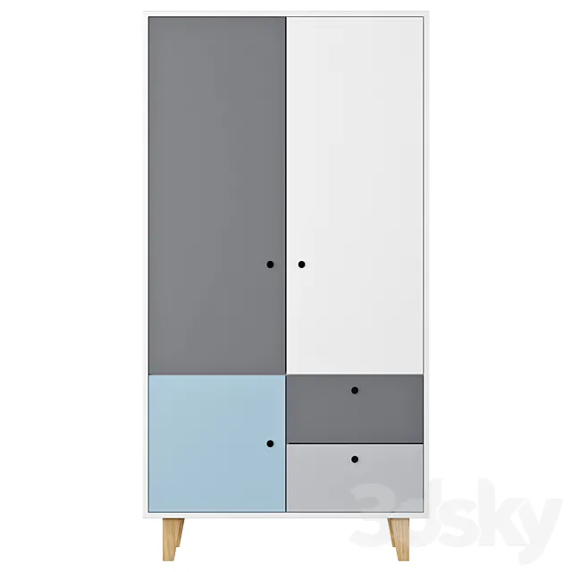 Vox Concept 2 Door Wardrobe in Gray & Blue | Cuckooland 3ds Max