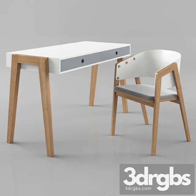 Vox concept desk with vox uni chair white 2 3dsmax Download