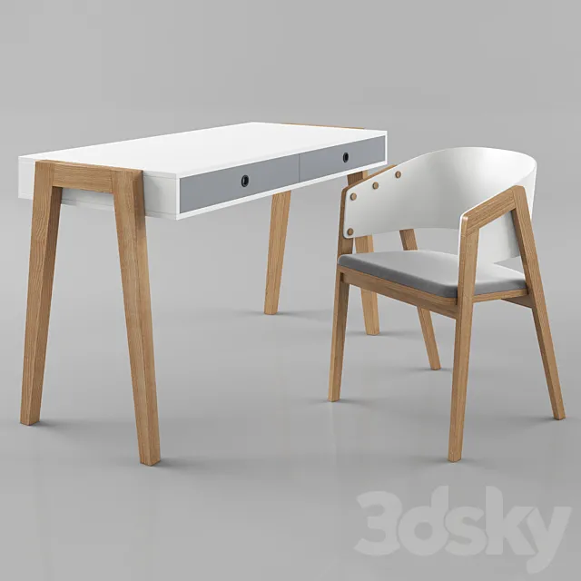 VOX Concept desk with VOX Uni chair white 3ds Max