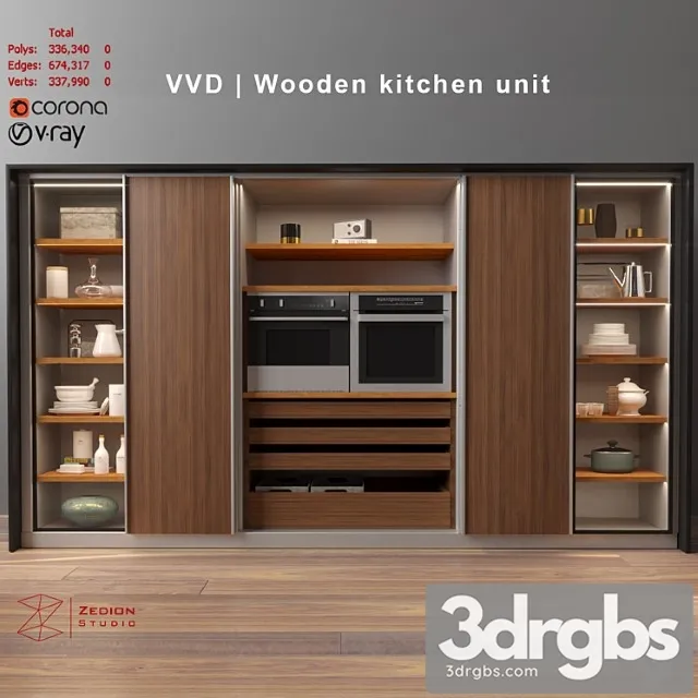 Vvd Wooden Kitchen Unit 3dsmax Download