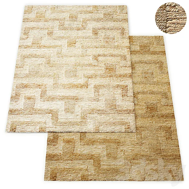 Wabi-Sabi Hand-Knotted Geo Jute Rug RH Collection 3ds Max