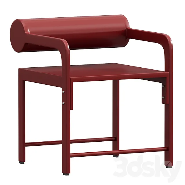 Waka Waka Contemporary Pompeii Red Lacquered Cylinder Back Accent Armchair 3DSMax File