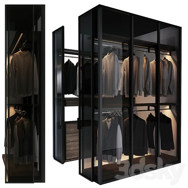 Walk in corner wardrobe 3ds Max