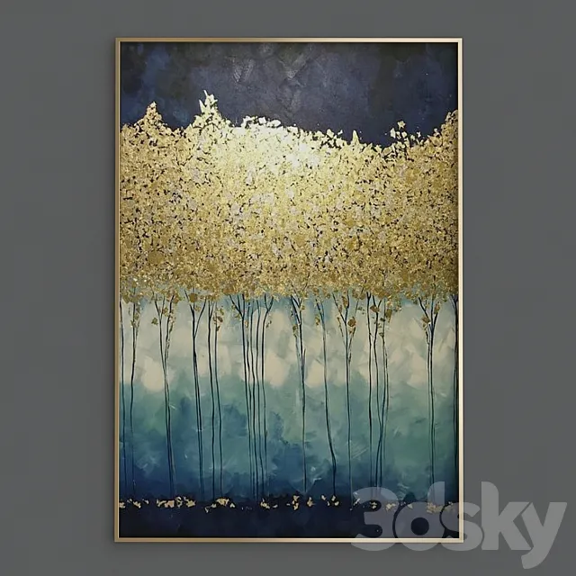 Wall Art Gold Painting 3DS Max Model