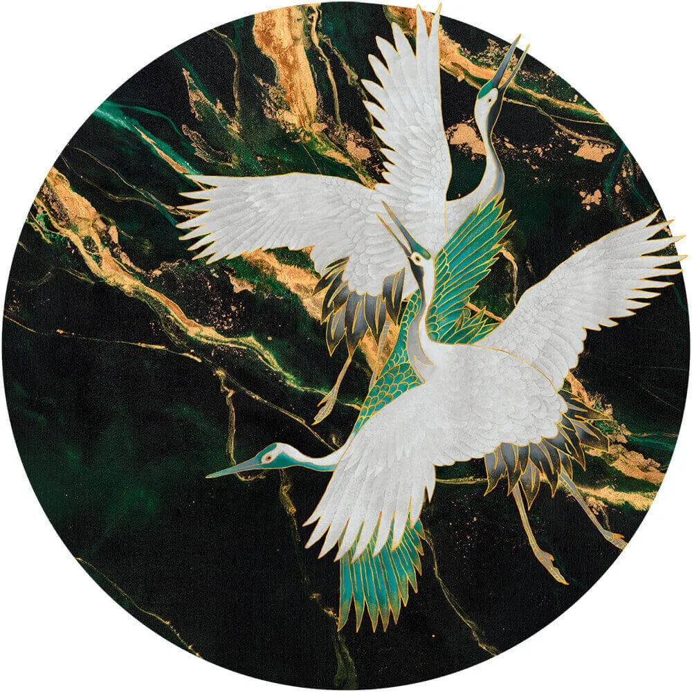 Wall Art – Wallpaper Emerald Tsuru round 3ds Max