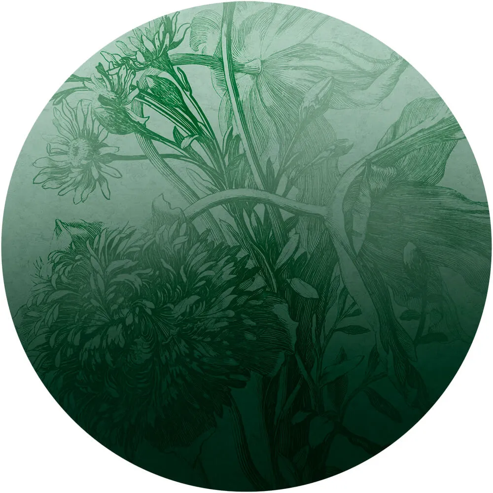 Wall Art – Wallpaper Green Ombre Flower round 3ds Max