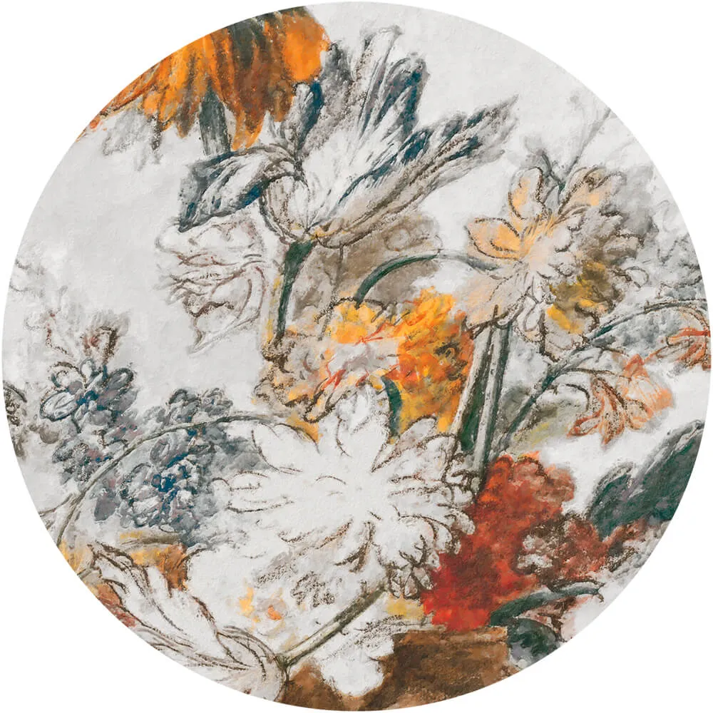 Wall Art – Wallpaper Grey Classic Flower round 3ds Max