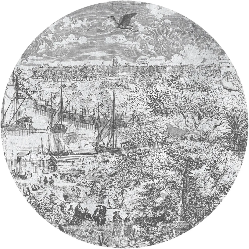 Wall Art – Wallpaper Gulliver Grey 2 round 3ds Max