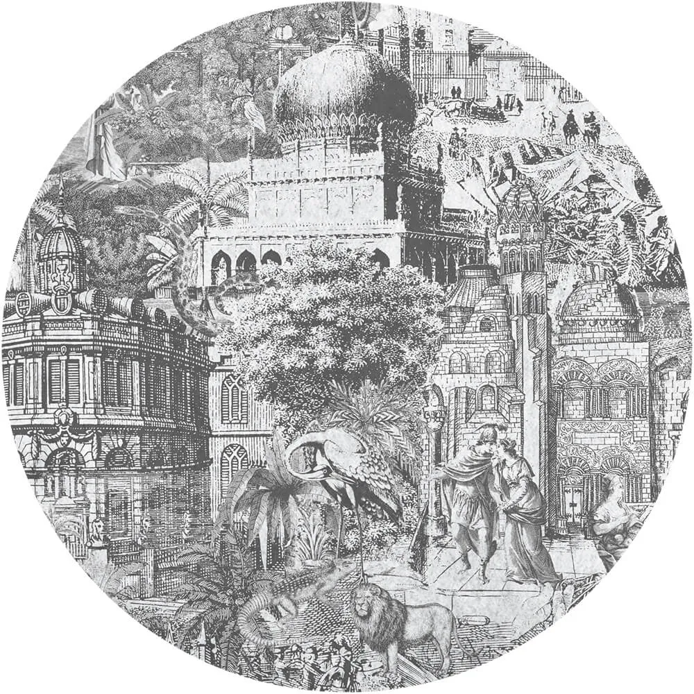 Wall Art – Wallpaper Gulliver Grey round 3ds Max