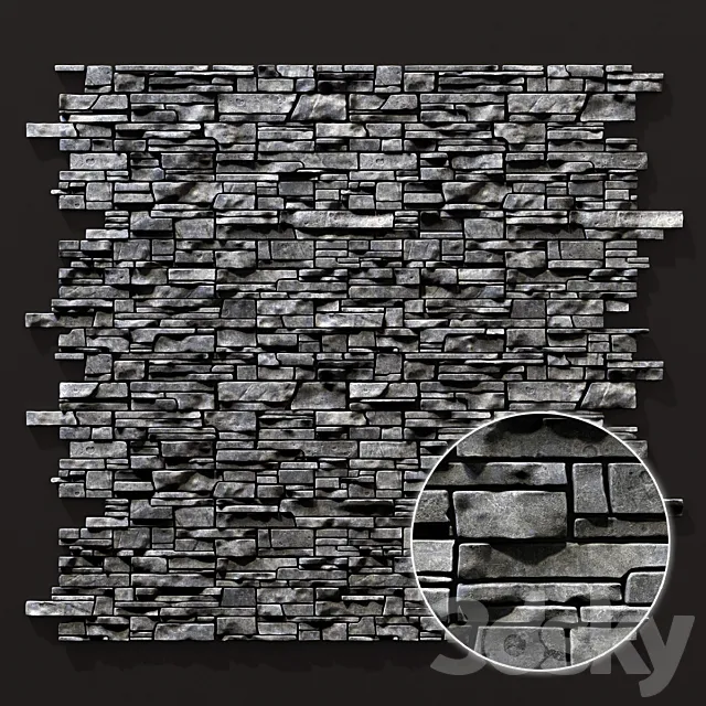 Wall clincer brick rock n3 _ Wall clinker rock 3DSMax File