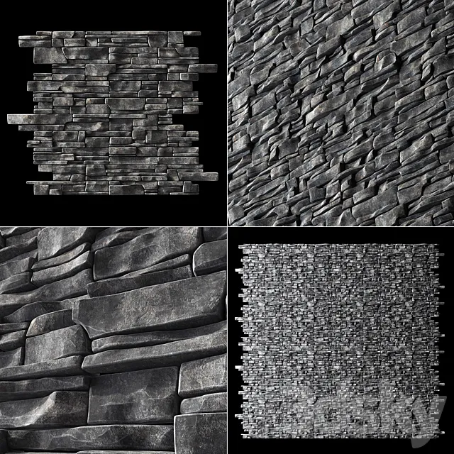 Wall clincer rock brick n3 _ Wall of rock clinker bricks 3DSMax File