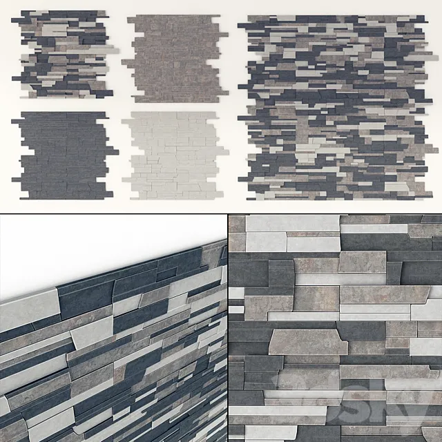 Wall Clincer rock panel n1 _ Wall clinker rock panel 3ds Max