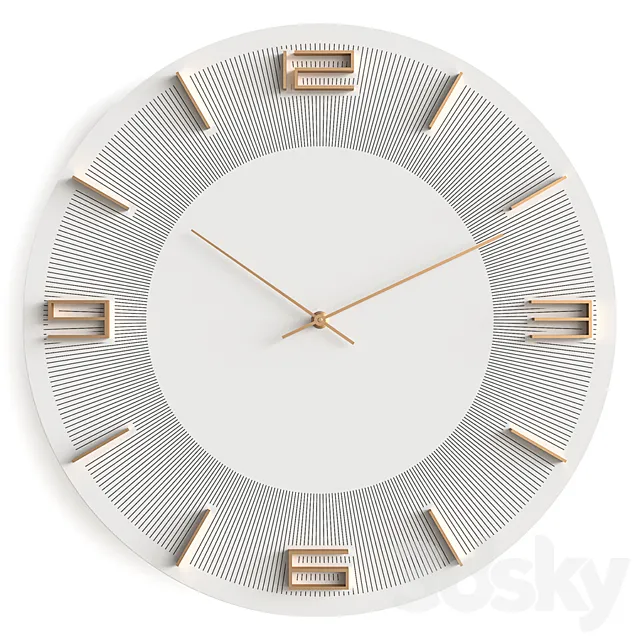 Wall clock KARE Leonardo White _ Gold 3DS Max Model