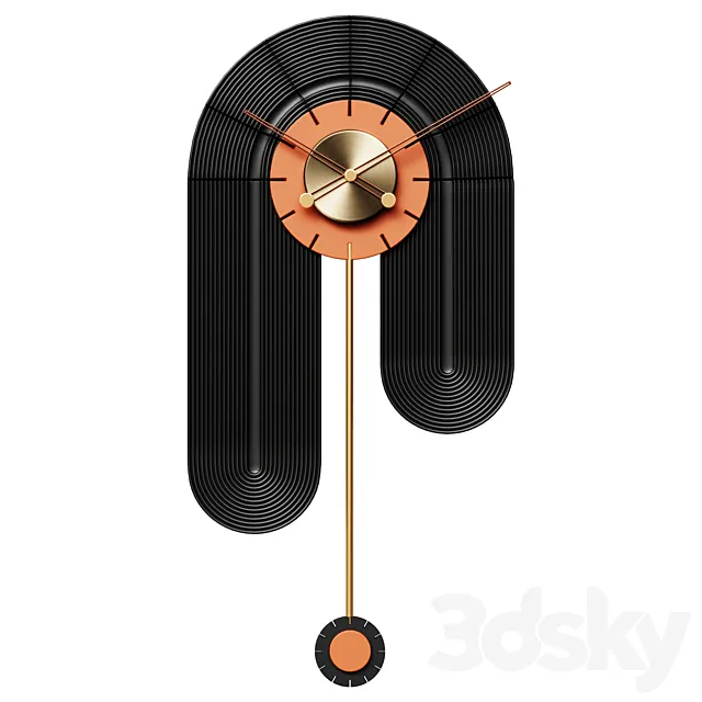 Wall Clock Modern Large Wall Clock Irregular Metal Oversized Decorative Wall Clocks in Black 3dsMax Model