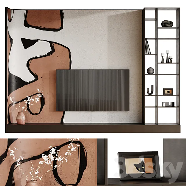 Wall composition. TV zone set 3ds Max