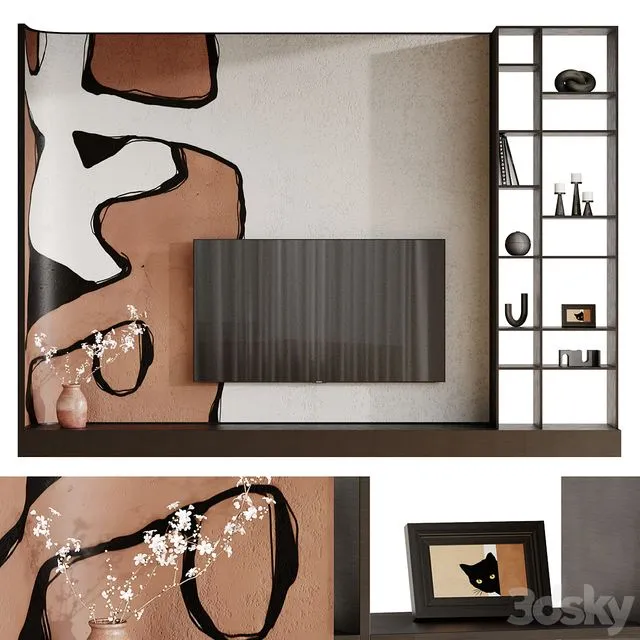 Wall composition. TV zone set 3dsMax Model