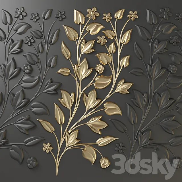 Wall decor 002. Flower 3DS Max Model