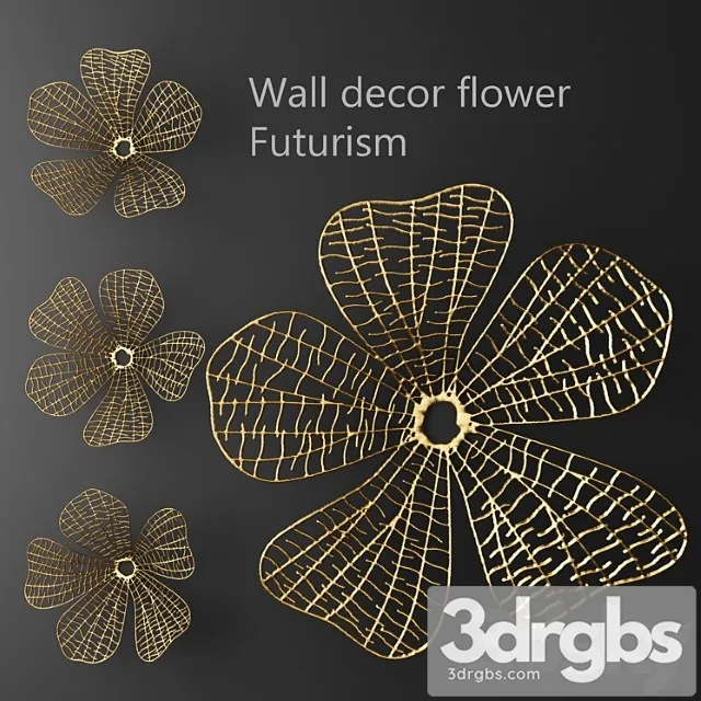 Wall decor flower futurism luxury golden decor wall metal luxury abstraction flower picture art 3dsmax Download