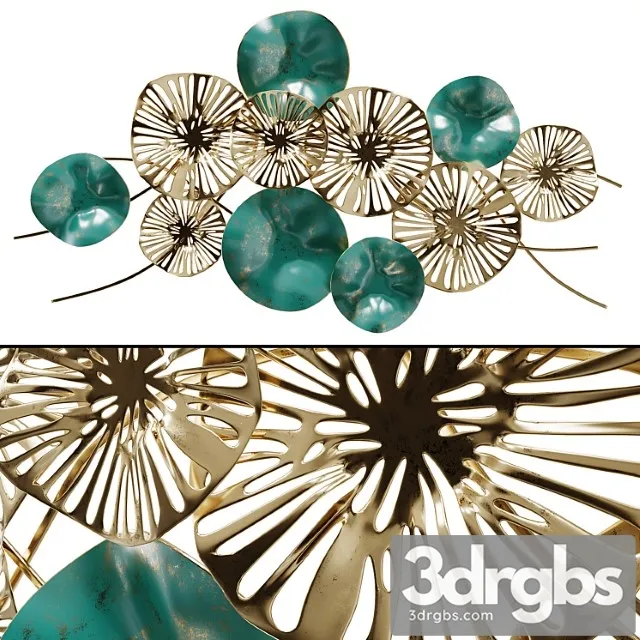 Wall decor flowers golden-turquoise 3dsmax Download