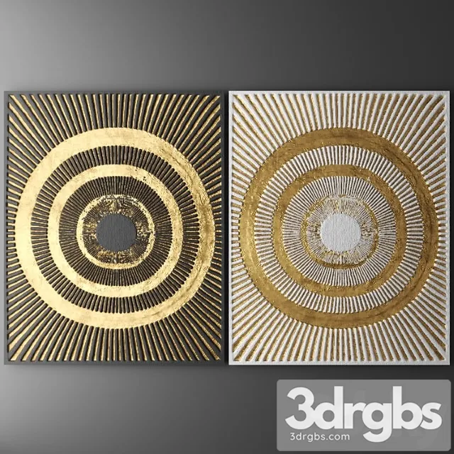 Wall Decor Picture Gold Lux ​​Lukhuri Decor Art Contemporary Art Abstraction Circles Sun 3dsmax Download