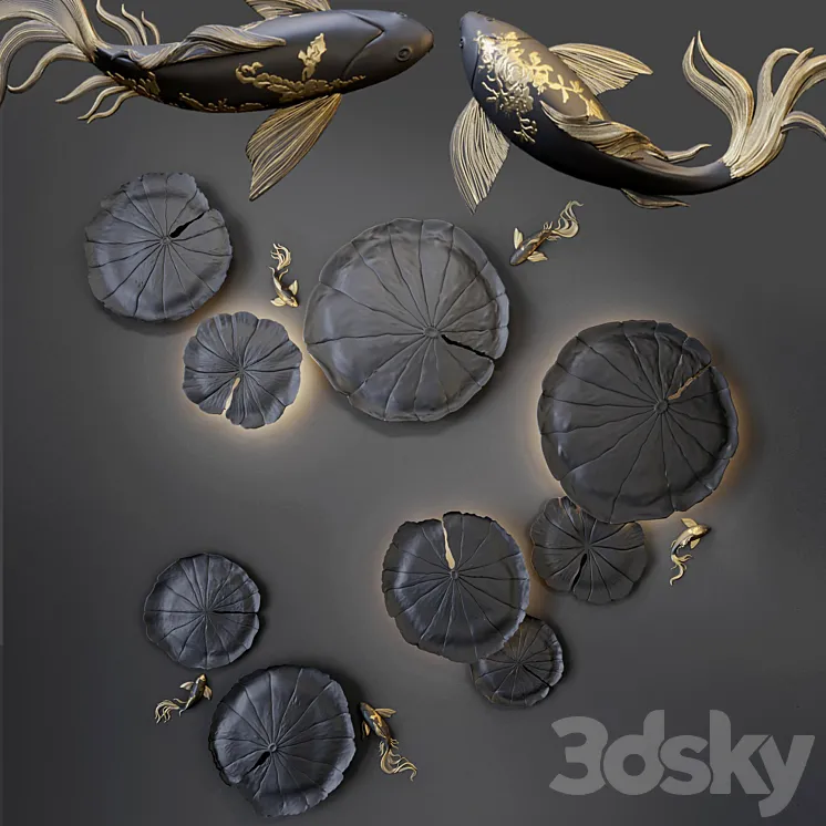 Wall decor – Water Lily 3DS Max