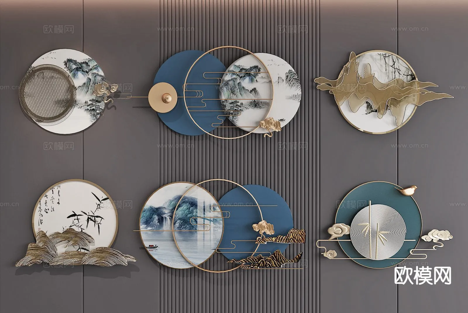 Wall Decoration 3D Models – Decor Sets – 016 – VRAY Render
