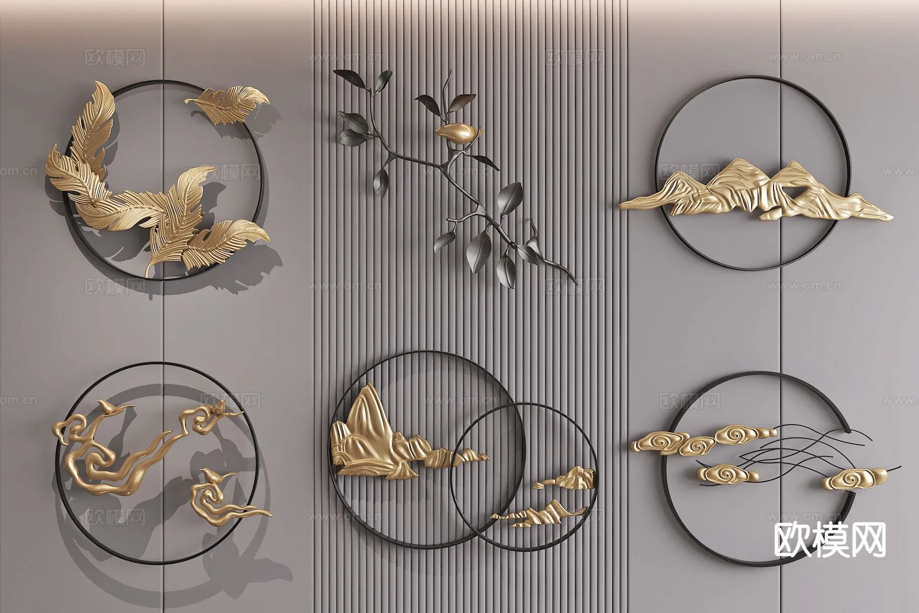 Wall Decoration 3D Models – Decor Sets – 017 – VRAY Render