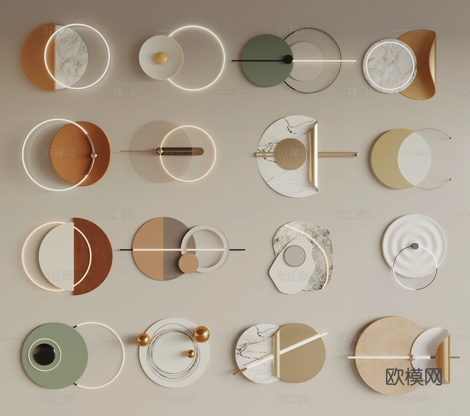 Wall Decoration 3D Models – Decor Sets – 025 – VRAY Render