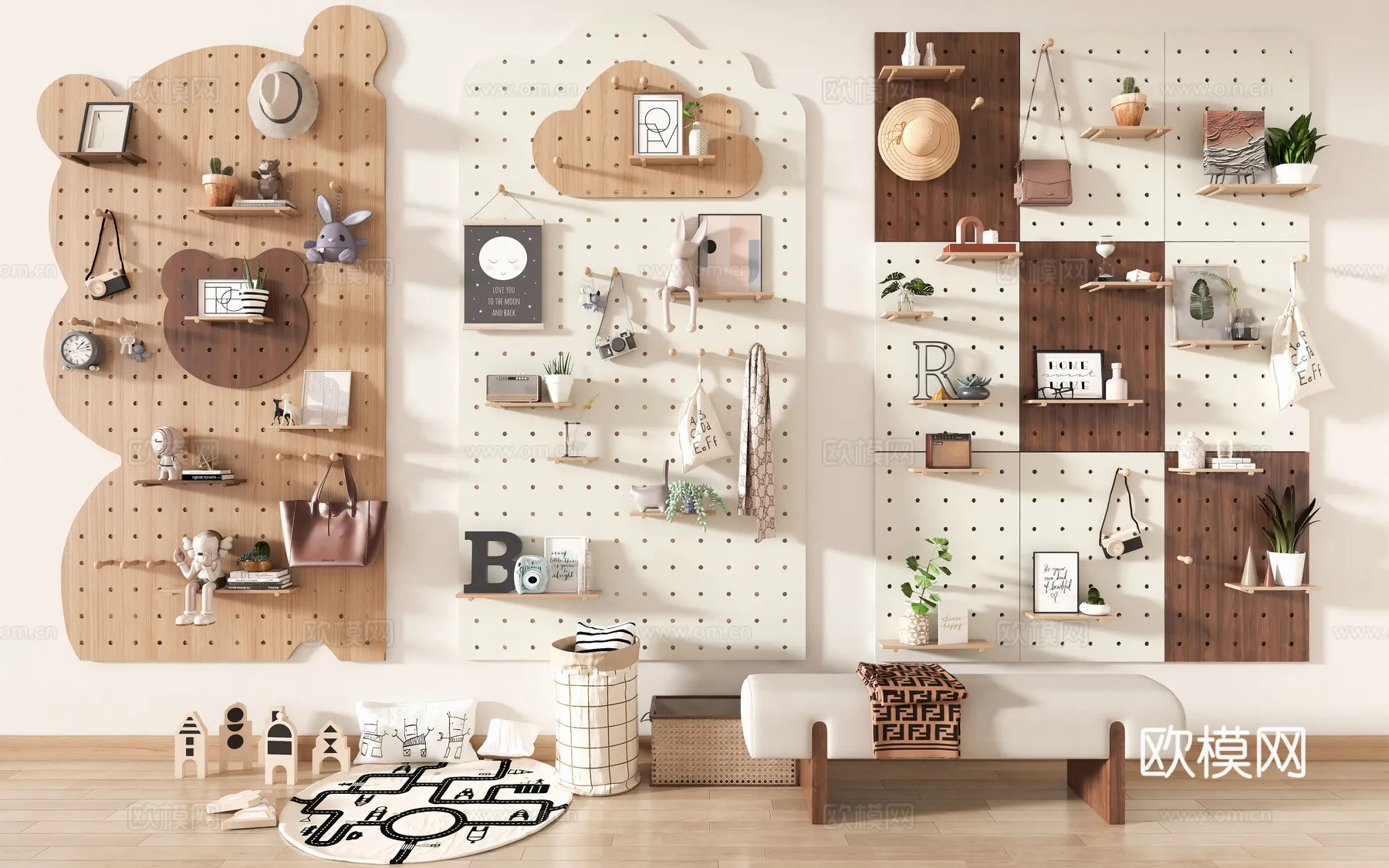 Wall Decoration 3D Models – Decor Sets – 039 – VRAY Render