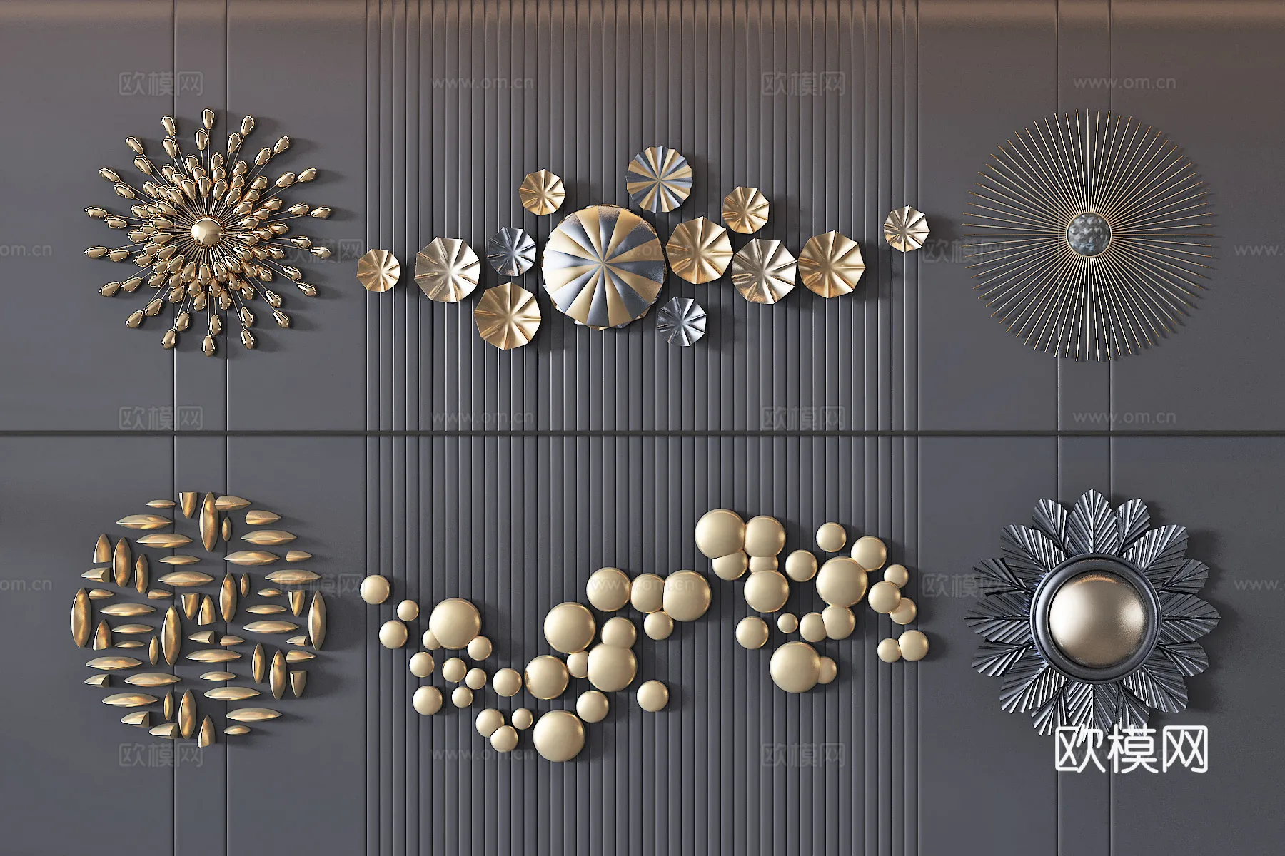 Wall Decoration 3D Models – Decor Sets – 045 – VRAY Render