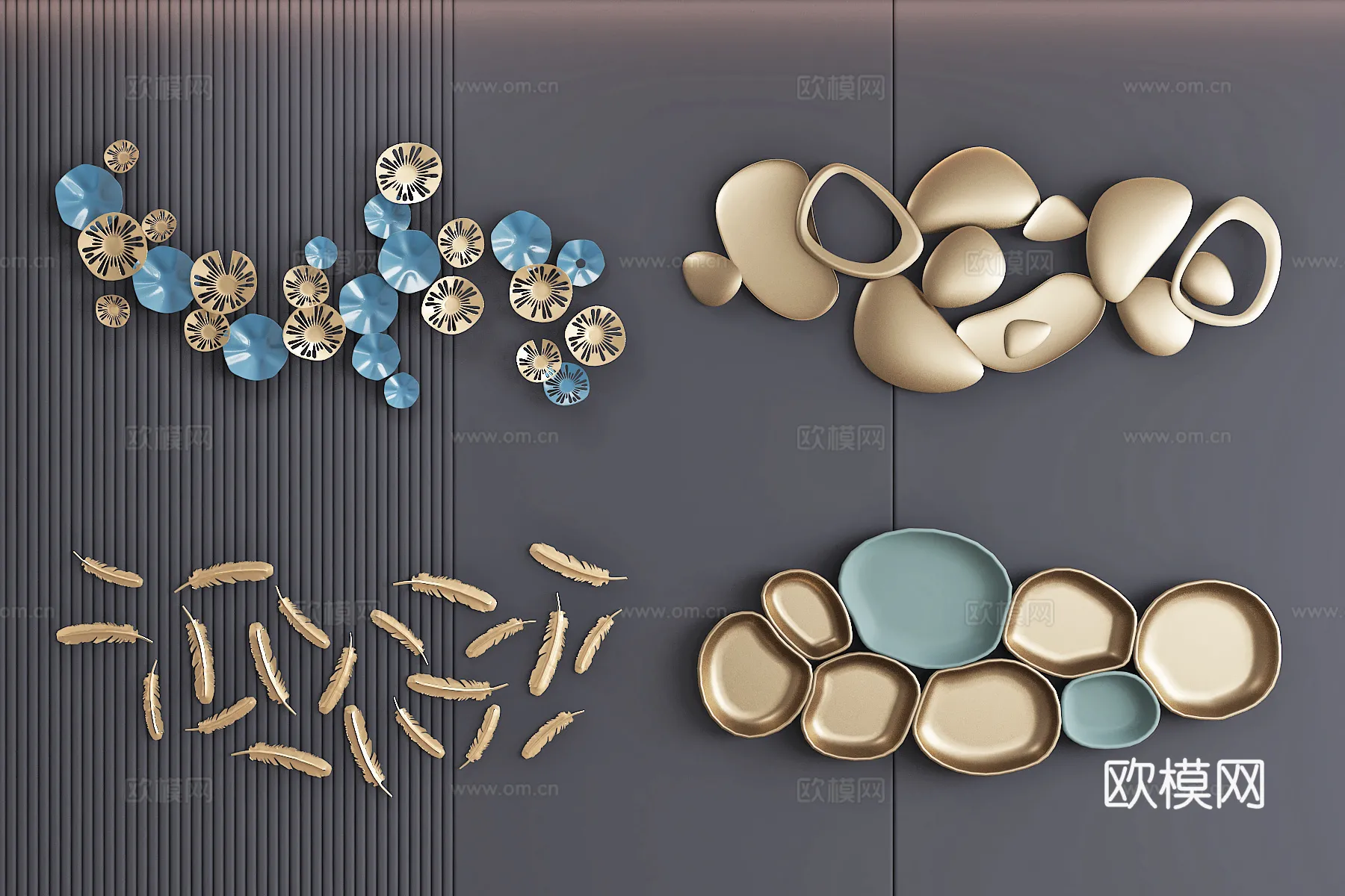 Wall Decoration 3D Models – Decor Sets – 064 – VRAY Render
