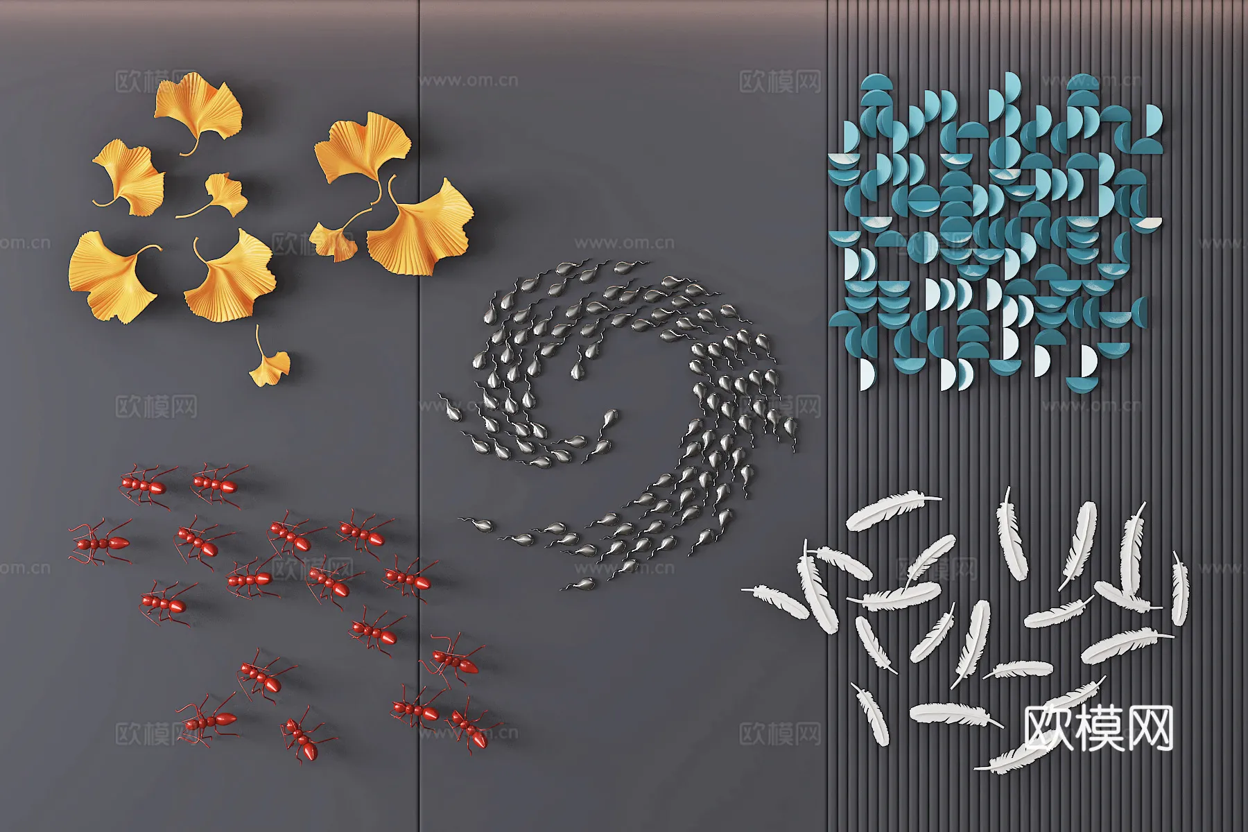 Wall Decoration 3D Models – Decor Sets – 089 – VRAY Render