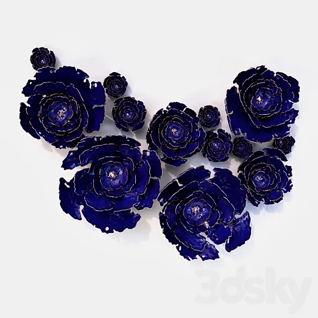 Wall decoration. ceramic peony flowers 3DSMax File