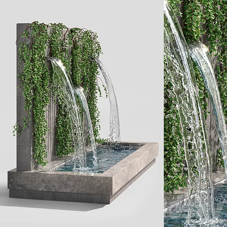 Wall fountains with ivy 3DS Max