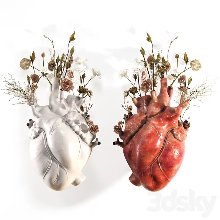 Wall Heart Vase 3DS Max